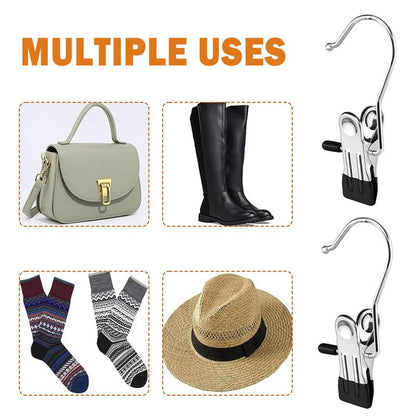16 Counts Boot Hangers Clips, Premium Hooks Hanging Clips, Heavy Duty Closet Hanger Organizer for Home Travel , Clamps Socks Towel Clips for Closet Pants Socks Handbags Hat