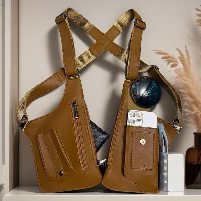 Premium Leather Underarm Shoulder Bag for Men & Women Anti-Theft Hidden Storage for Cell Phones & Outdoor Gear Versatile for Cycling Hiking & More